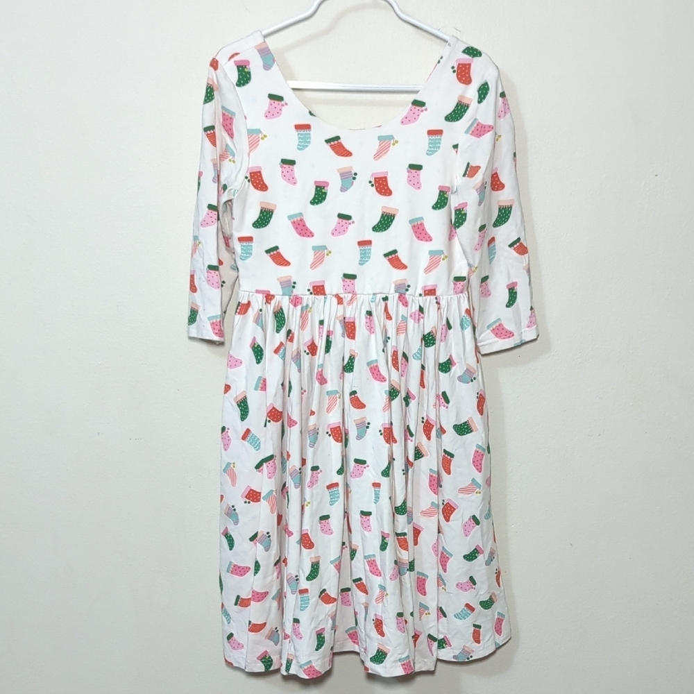 Ollie Jay Christmas Stocking Print Twirl Dress Holiday Colorful Girls Size 8